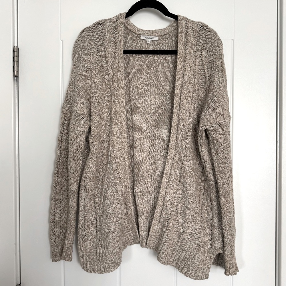 Madewell Tan Chunky Knit Open Front Cardigan size Medium